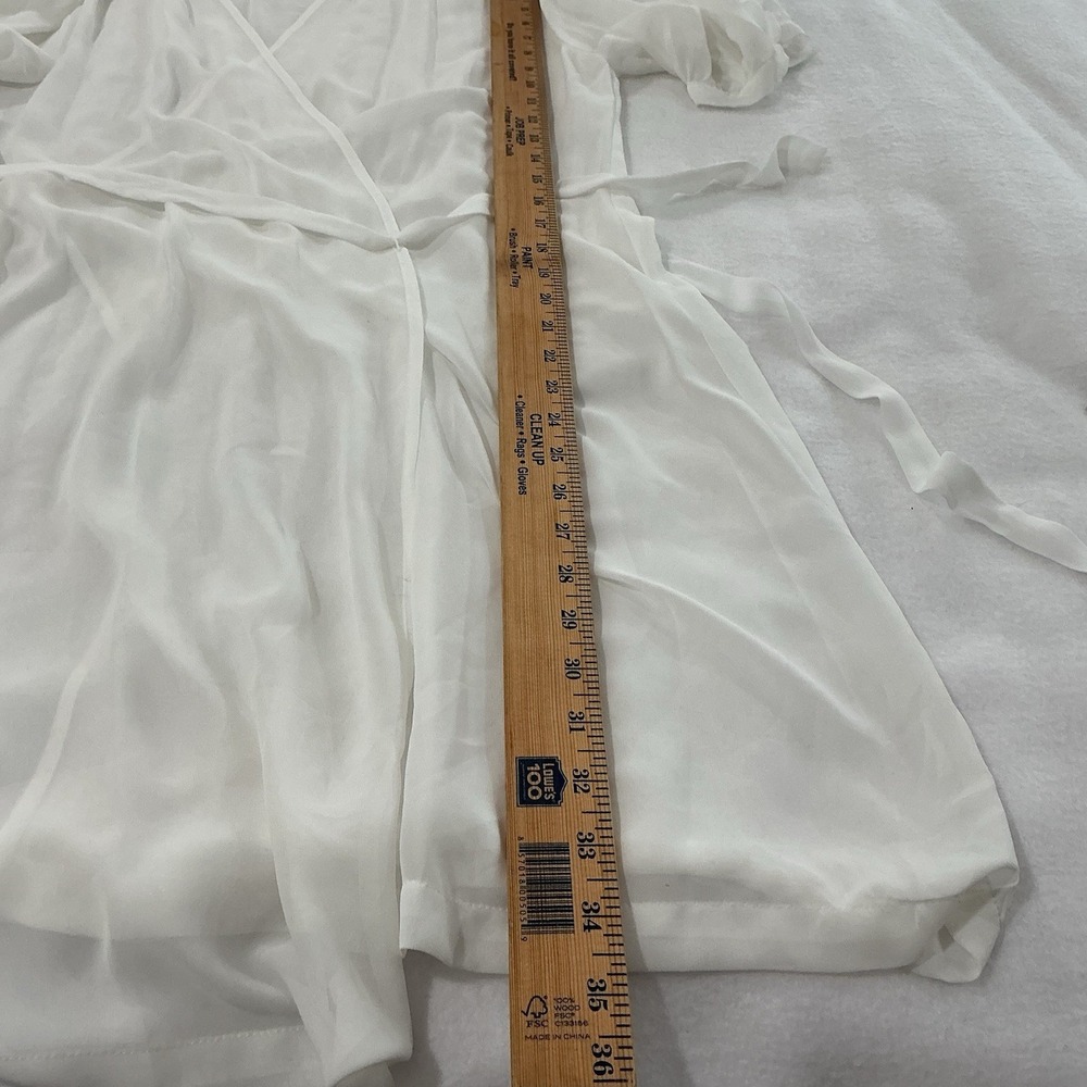 Oscar De La Renta Sheer White Bridal Wrap Size Large 90's Lingerie Robe Boudoir - Picture 14 of 15